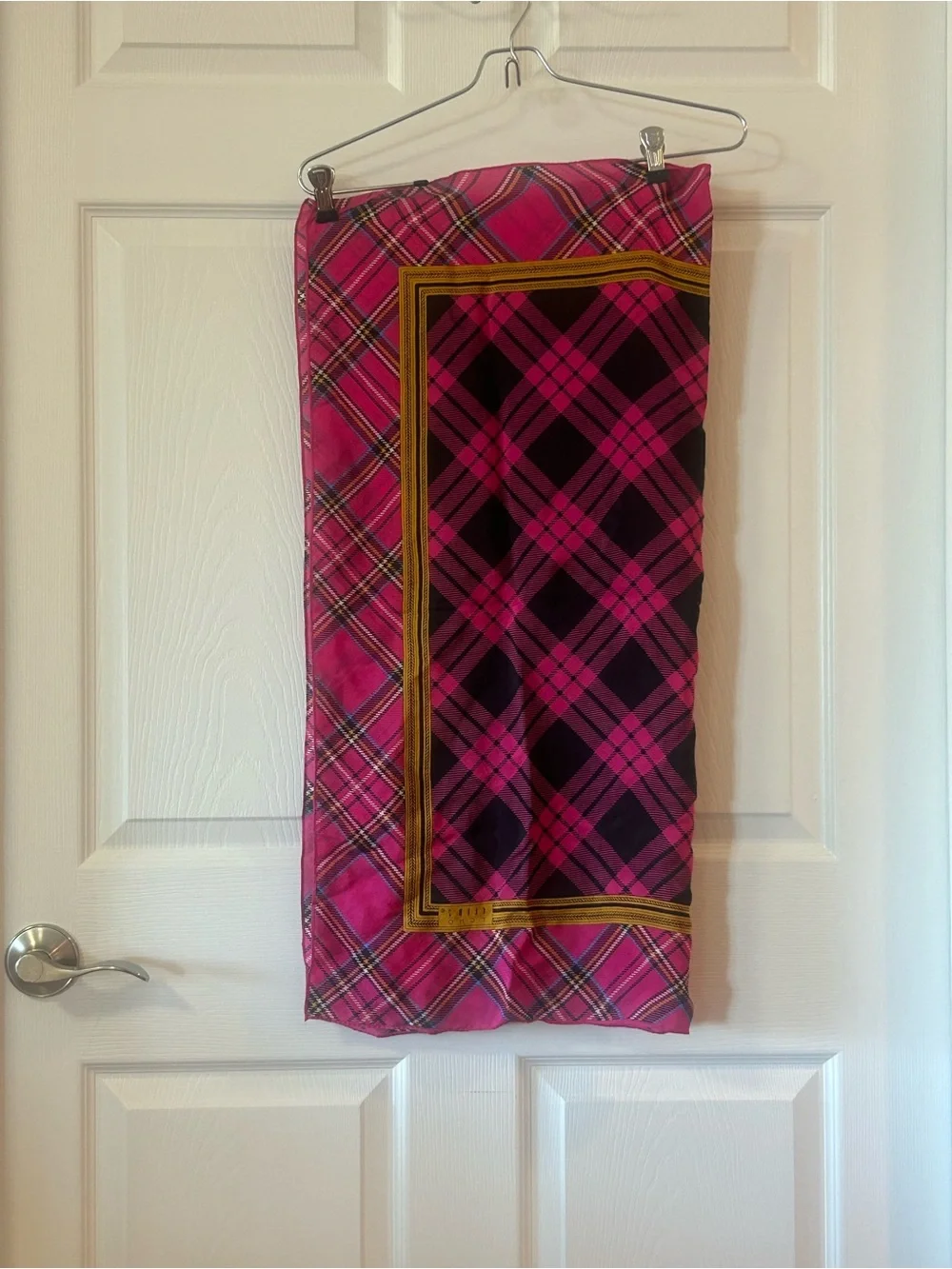 Vintage Echo Club 7 Plaid Silk Scarf